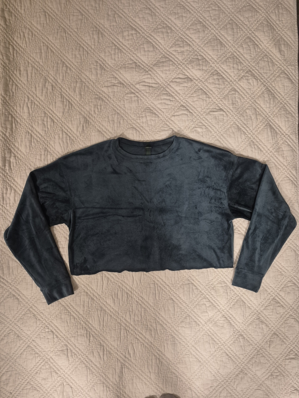 Wild Fable Deep Teal Velour Cropped Boxy Sweatshirt S